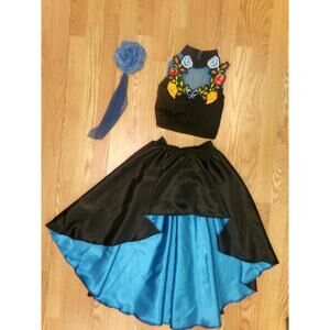 Dance Costume Large Child Turquoise Kelle Lyrical Jazz Latin Floral 2 pc